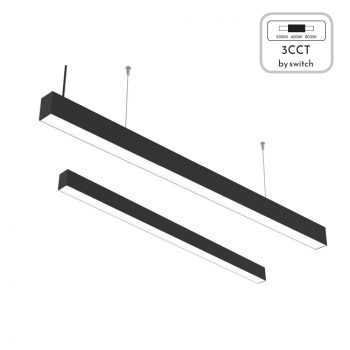 Alternative view of InLight Κρεμαστό φωτιστικό LED 30W 3CCT (By Switch) από αλουμίνιο σε μαύρη απόχρωση D:90cm (6072-90-BL)