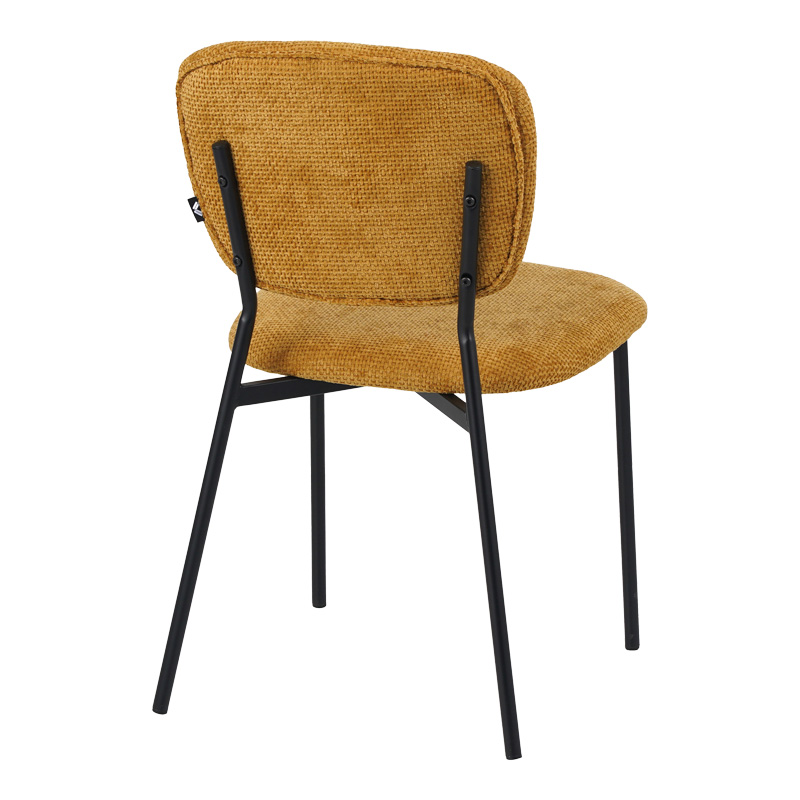 Καρέκλα Cathair μπουκλέ ύφασμα σε κίτρινη απόχρωση με μαύρα μεταλλικά πόδια 48x53x82εκ - Image 2