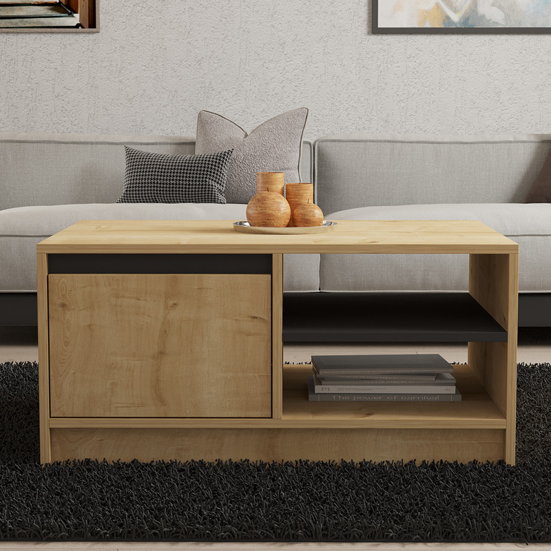 Τραπέζι σαλονιού Narli σε oak απόχρωση 90x60x45εκ - Image 4