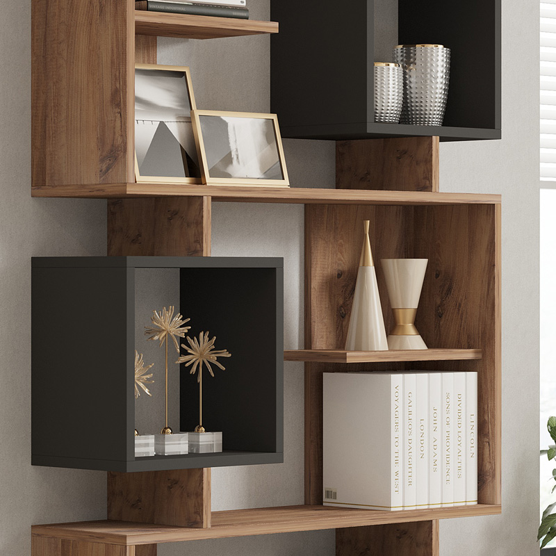 Βιβλιοθήκη Cubix σε sonoma-ανθρακί απόχρωση 90x24,6x171,90εκ - Image 4