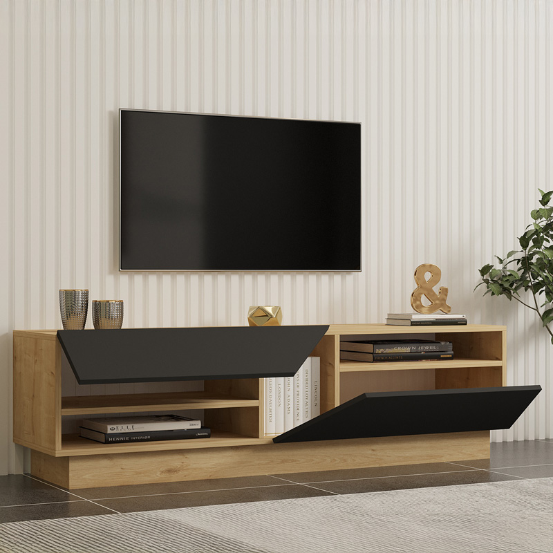 Έπιπλο τηλεόρασης Cogo σε oak- ανθρακί απόχρωση 160x40x45εκ - Image 3
