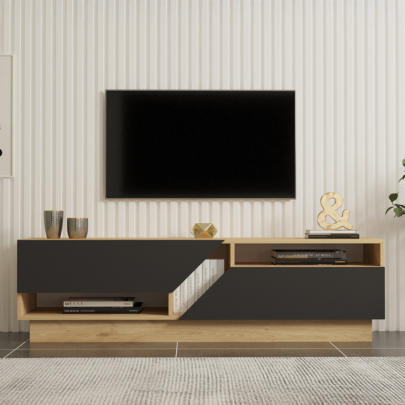 Έπιπλο τηλεόρασης Cogo σε oak- ανθρακί απόχρωση 160x40x45εκ - Image 4