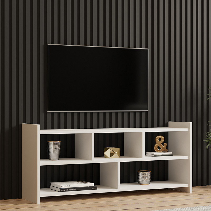 Έπιπλο τηλεόρασης Kapri σε λευκή απόχρωση 120x28x55εκ - Image 2