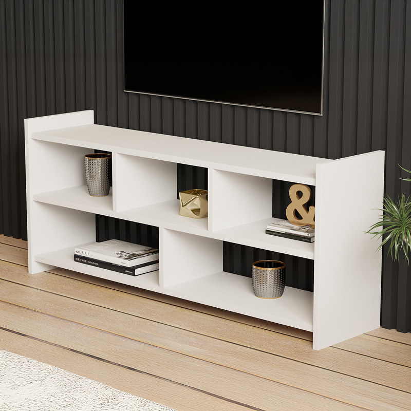 Έπιπλο τηλεόρασης Kapri σε λευκή απόχρωση 120x28x55εκ - Image 3