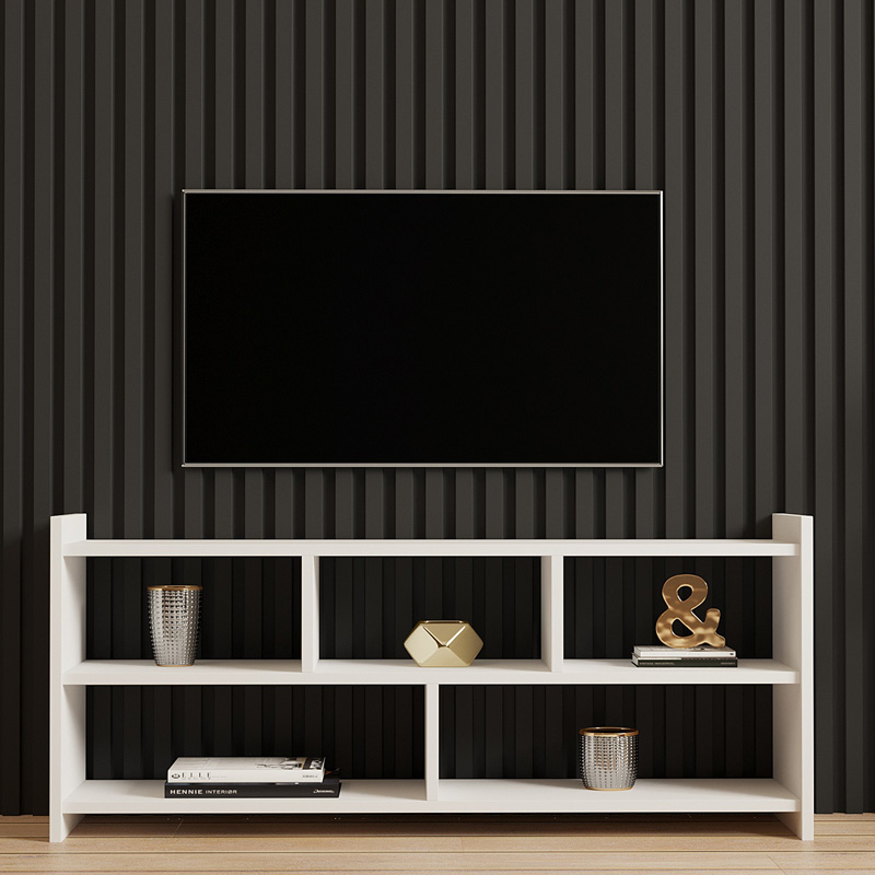 Έπιπλο τηλεόρασης Kapri σε λευκή απόχρωση 120x28x55εκ - Image 4