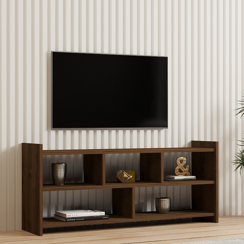 Έπιπλο τηλεόρασης Kapri σε καρυδί απόχρωση 120x28x55εκ - Image 2