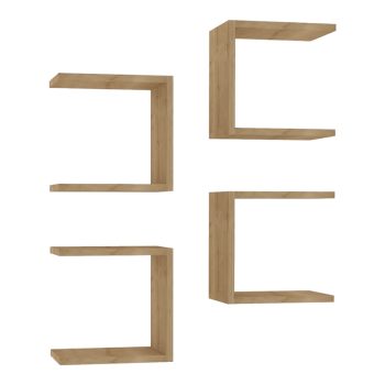 Ραφιέρα τοίχου Perari pakoworld 4τεμ.σε oak  απόχρωση 30x19.6x30εκ 120-000562