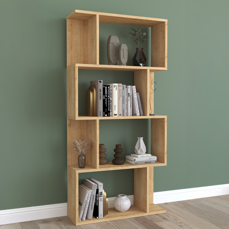 Βιβλιοθήκη Kadu pakoworld σε oak απόχρωση 72x22x147εκ 120-000610