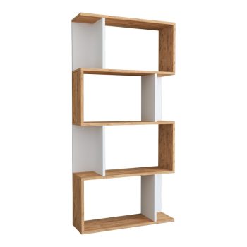 Βιβλιοθήκη Kadu pakoworld σε sonoma-λευκή  απόχρωση  72x22x147εκ 120-000612