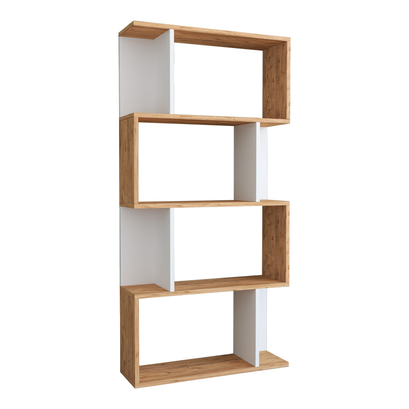Βιβλιοθήκη Kadu pakoworld σε sonoma-λευκή απόχρωση 72x22x147εκ 120-000612