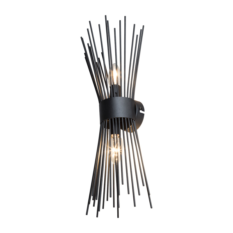 Φωτιστικό τοίχου-απλίκα δίφωτο Candil Ε14 σε μαύρη απόχρωση 17x20x45εκ - Image 3
