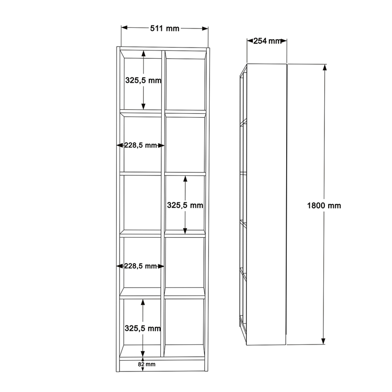 Βιβλιοθήκη Oteca 10θέσεων oak 51.1x25.4x180εκ - Image 5