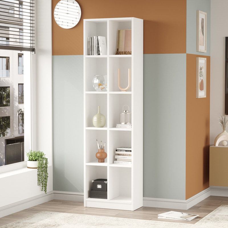 Βιβλιοθήκη Oteca 10θέσεων σε λευκή απόχρωση 51.1x25.4x180εκ - Image 2