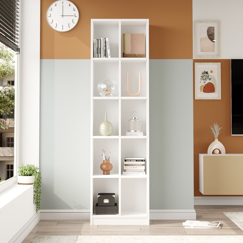 Βιβλιοθήκη Oteca 10θέσεων σε λευκή απόχρωση 51.1x25.4x180εκ - Image 3
