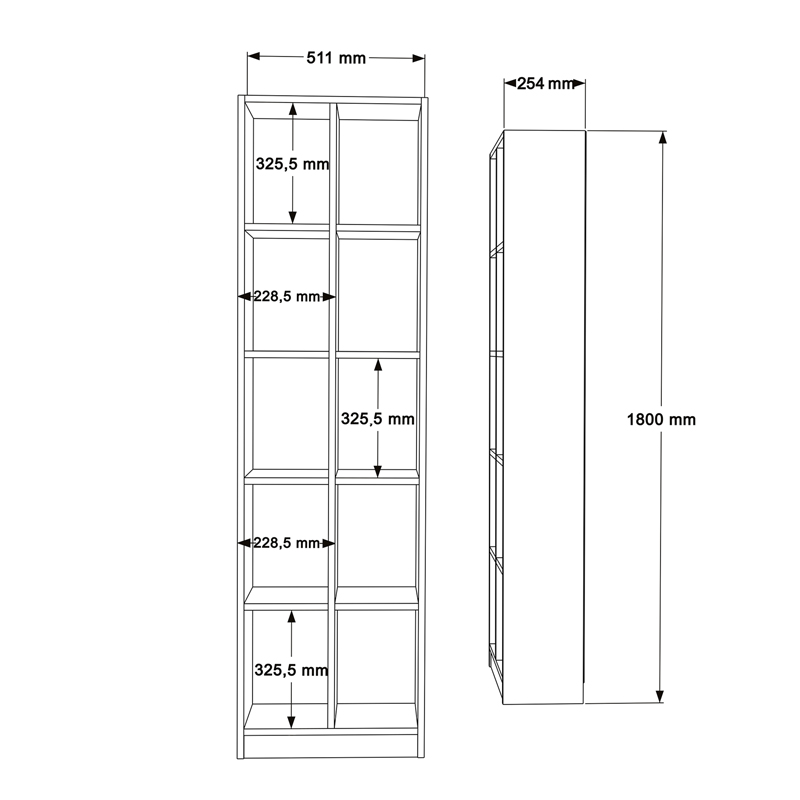 Βιβλιοθήκη Oteca 10θέσεων σε λευκή απόχρωση 51.1x25.4x180εκ - Image 5
