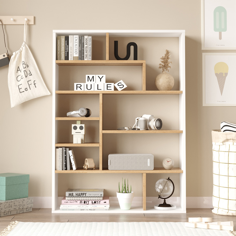 Βιβλιοθήκη Decora σε oak-λευκό απόχρωση 90x22x123.6εκ - Image 3