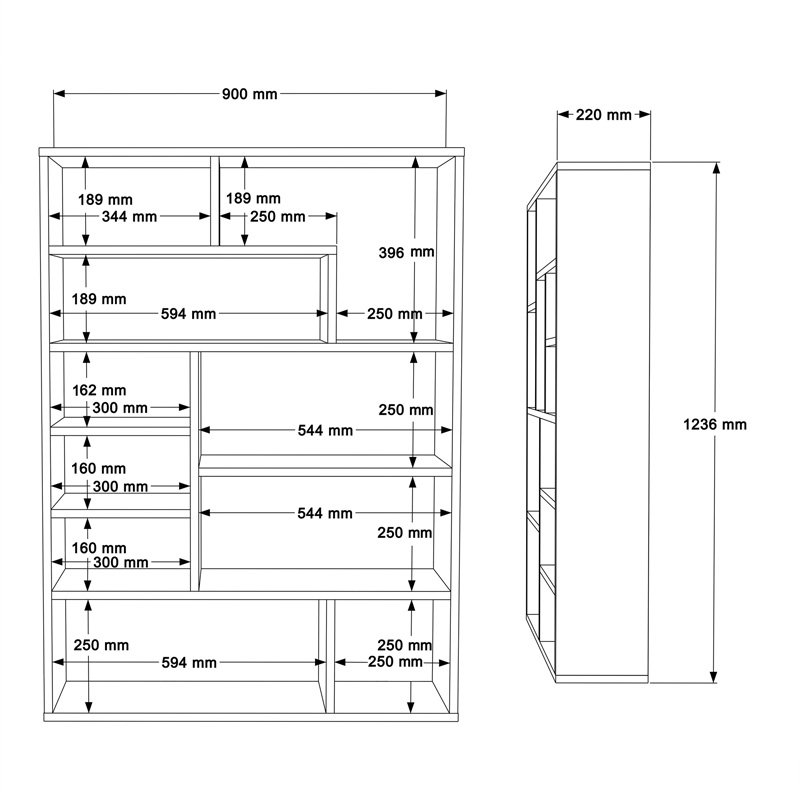 Βιβλιοθήκη Decora σε oak-λευκό απόχρωση 90x22x123.6εκ - Image 4