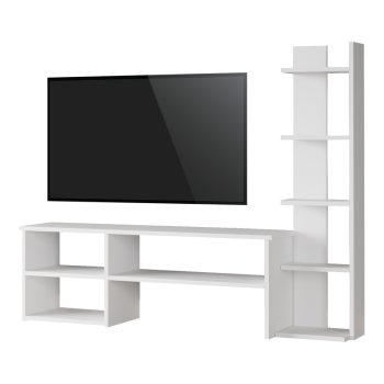 Σύνθετο σαλονιού Perla pakoworld σε λευκή απόχρωση 120x29.5x41