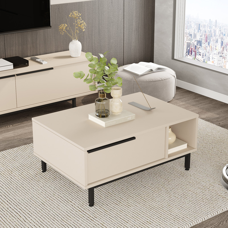 Τραπέζι σαλονιού Frixton σε cappuccino απόχρωση 90x60x37.5εκ - Image 2