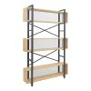 Βιβλιοθήκη Fifer pakoworld σε oak-μαύρη απόχρωση 120x28x185εκ 197-000291