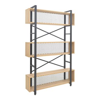 Βιβλιοθήκη Fifer pakoworld σε oak-μαύρη απόχρωση 120x28x185εκ 197-000291