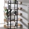 Βιβλιοθήκη Musha pakoworld μέταλλο μαύρο με oak απόχρωση 120x22x185εκ 197-000299