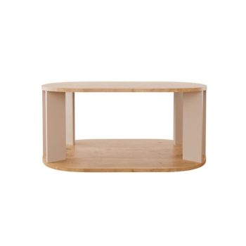 Τραπέζι Solka pakoworld σε oak απόχρωση με ανοιχτό γκρι 90x56x40εκ 197-000310