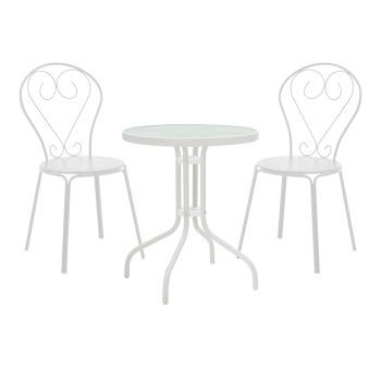 Τραπεζαρία Watson-Chari pakoworld σετ 3τεμ μέταλλο σε λευκή απόχρωση 200-001136