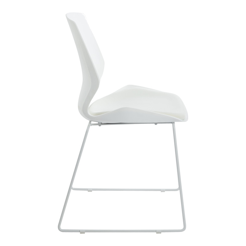 Καρέκλα γραφείου επισκέπτη Genuine PP σε λευκή απόχρωση με εκρού μαξιλάρι 47x52x85εκ - Image 3