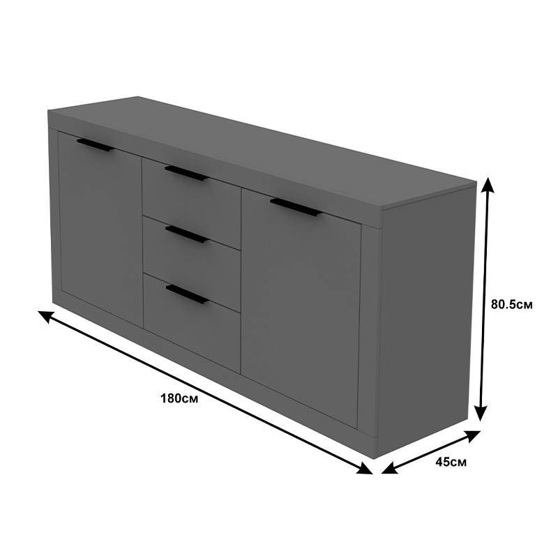 Μπουφές Doha σε ανθρακί απόχρωση 180x45x80.5εκ - Image 4