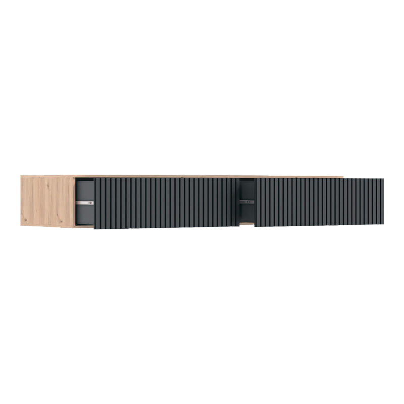 Κονσόλα με 2 συρτάρια Doha mdf σε μαύρη με oak απόχρωση 120x41x20cm - Image 3