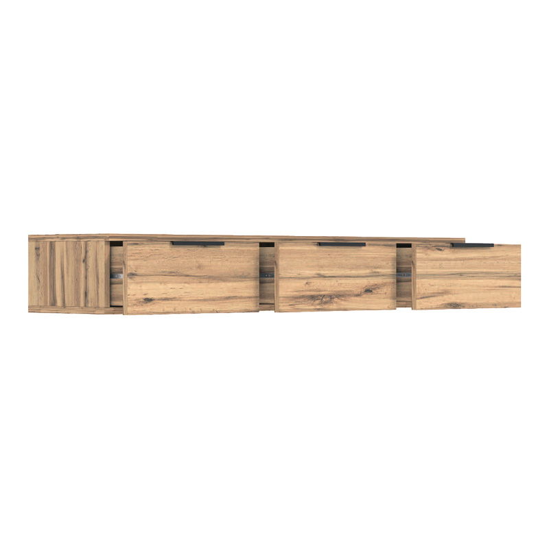 Κονσόλα με 3 συρτάρια Doha σε μαύρη με oak απόχρωση 120x39x22cm - Image 3