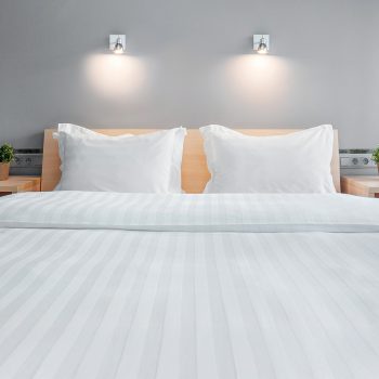 Beauty Home Σεντόνι King Size ξενοδοχείου Silky Percal Pennie Art Ε1024 250TC Satin Stripe 100% Cotton Λευκό 280x275