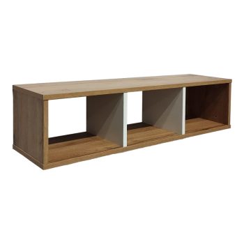 Ραφιέρα τοίχου Flevior pakoworld σε sonoma με λευκή απόχρωση 90x22x25.6εκ 049-000103