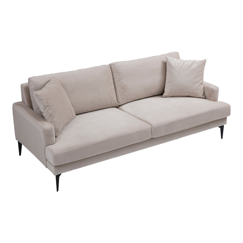 Καναπές 2θέσιος Fortune βελούδο μπεζ-μαύρο 175x90x88εκ - Image 3