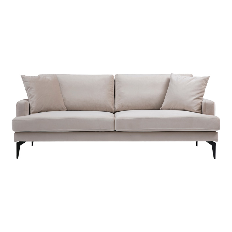Καναπές 2θέσιος Fortune βελούδο μπεζ-μαύρο 175x90x88εκ - Image 4