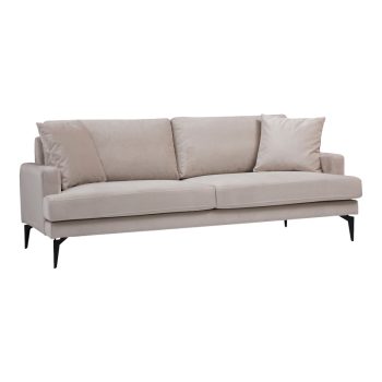 Καναπές 2θέσιος Fortune pakoworld βελούδο μπεζ-μαύρο 175x90x88εκ 071-001565