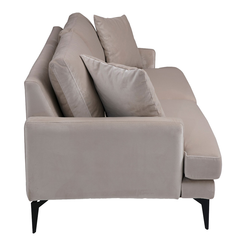 Καναπές 2θέσιος Fortune βελούδο μπεζ-μαύρο 175x90x88εκ - Image 5