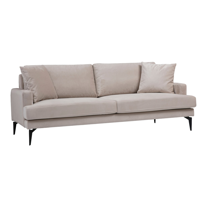 Καναπές 2θέσιος Fortune pakoworld βελούδο μπεζ-μαύρο 175x90x88εκ 071-001565