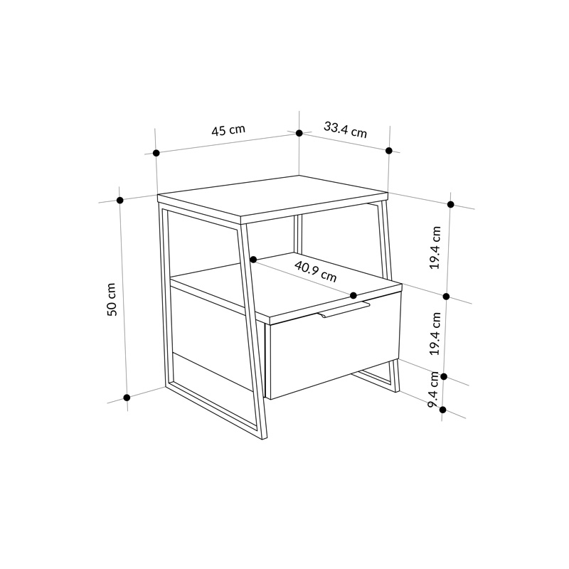 Κομοδίνο Johana μαύρο-λευκό 45x40x50εκ - Image 4
