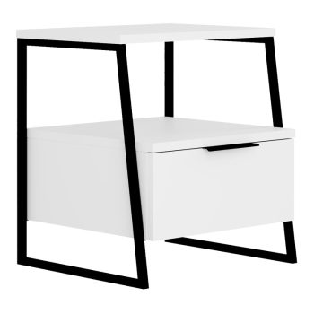 Κομοδίνο Johana pakoworld μαύρο-λευκό 45x40x50εκ 119-001234