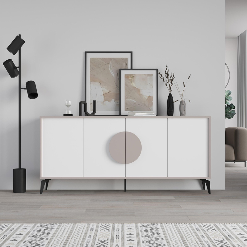 Μπουφές Gora σε λευκή με μόκα απόχρωση 180x35.6x82εκ - Image 2