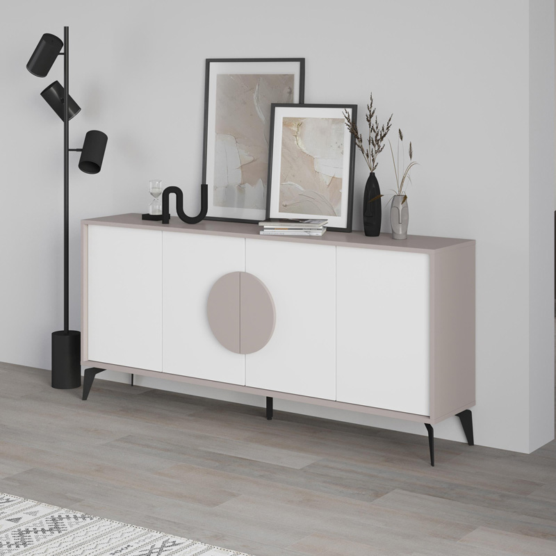 Μπουφές Gora σε λευκή με μόκα απόχρωση 180x35.6x82εκ - Image 3