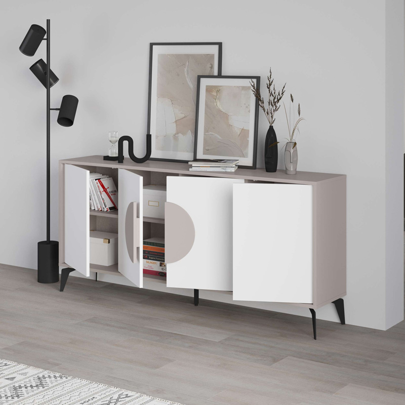 Μπουφές Gora σε λευκή με μόκα απόχρωση 180x35.6x82εκ - Image 4