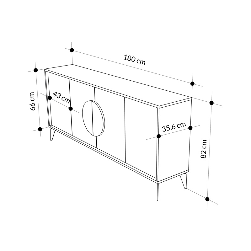Μπουφές Gora σε λευκή με μόκα απόχρωση 180x35.6x82εκ - Image 5