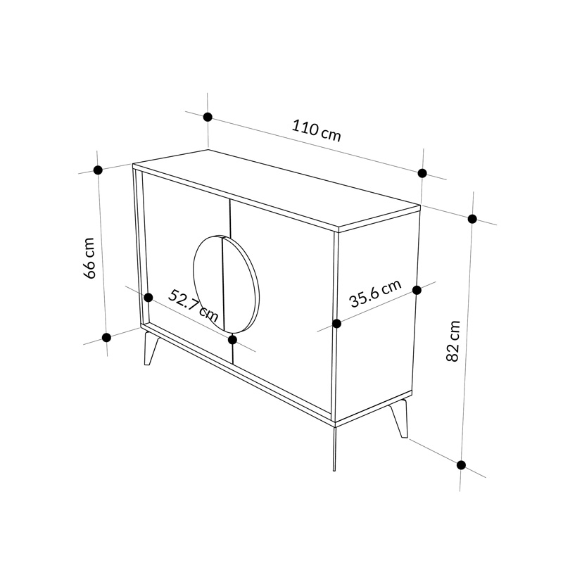 Μπουφές Gora σε μόκα - λευκή απόχρωση 110x35.6x82εκ - Image 5