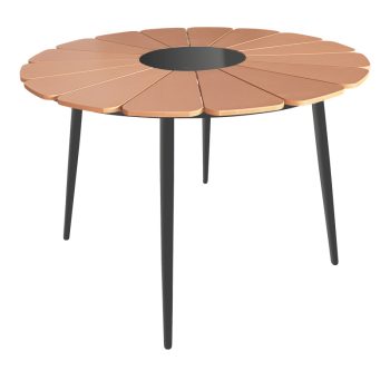Τραπέζι Pinap pakoworld μαύρο αλουμίνιο και plywood σε φυσική απόχρωση Φ110x74εκ 152-000089