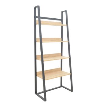 Βιβλιοθήκη Ryder pakoworld σε oak-μαύρη απόχρωση 75x36x185εκ 197-000293