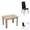 Τραπεζαρία Manka-Parker pakoworld σετ 5τεμ mdf σε μαύρη-sonoma απόχρωση 110x80x77εκ 200-001160