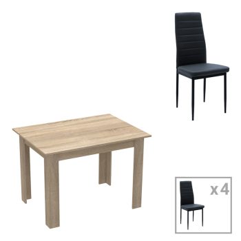 Τραπεζαρία Manka-Parker pakoworld σετ 5τεμ mdf σε μαύρη-sonoma απόχρωση 110x80x77εκ 200-001160